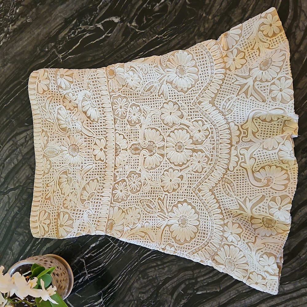 VERONICA BEARD: NEW Agata Cream Embroidered Lace Cotton Strapless Mini Dress - Picture 3 of 7